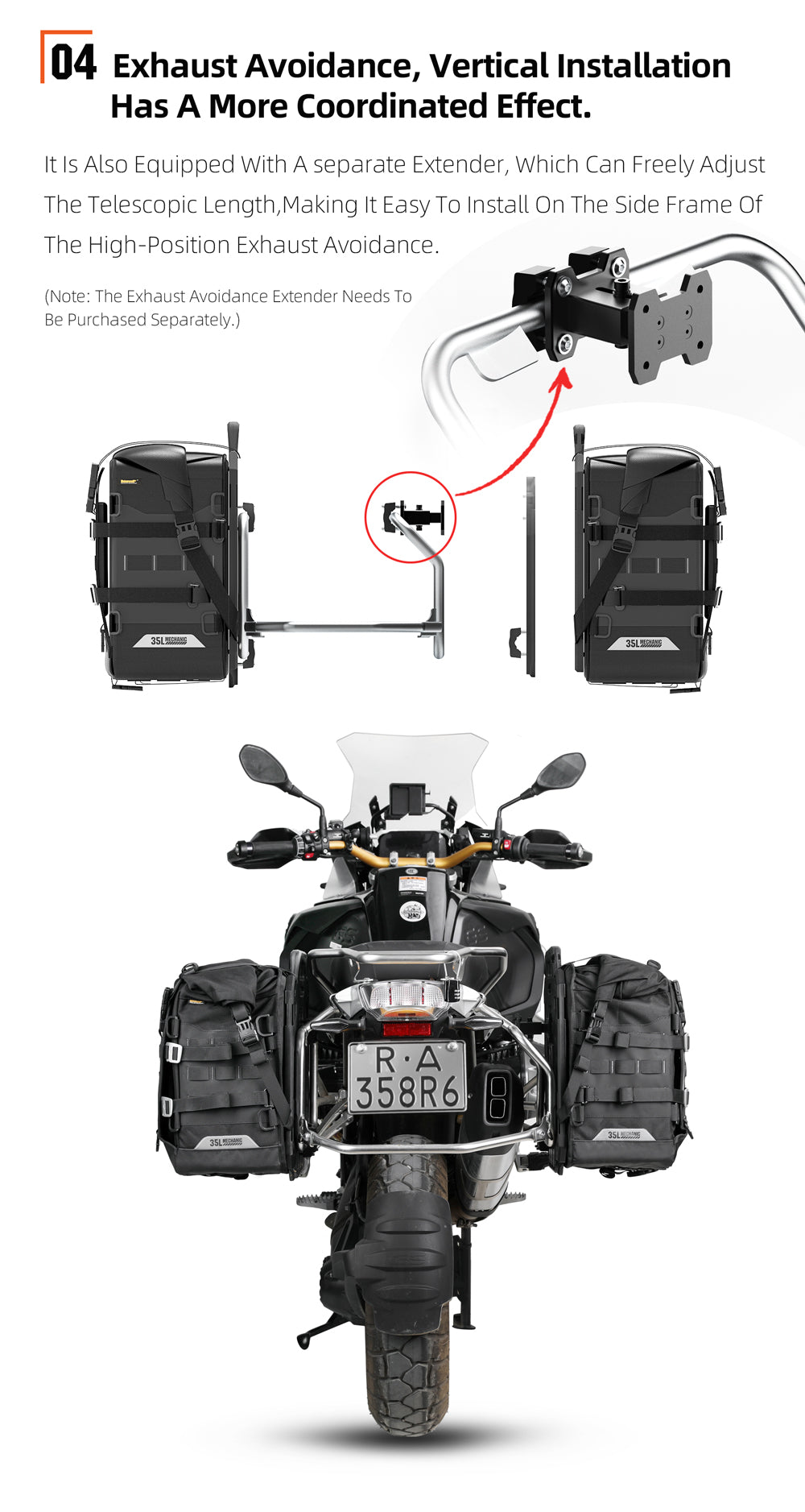 Alforja Lateral para Moto 35L - Desenganche Rápido Impermeable