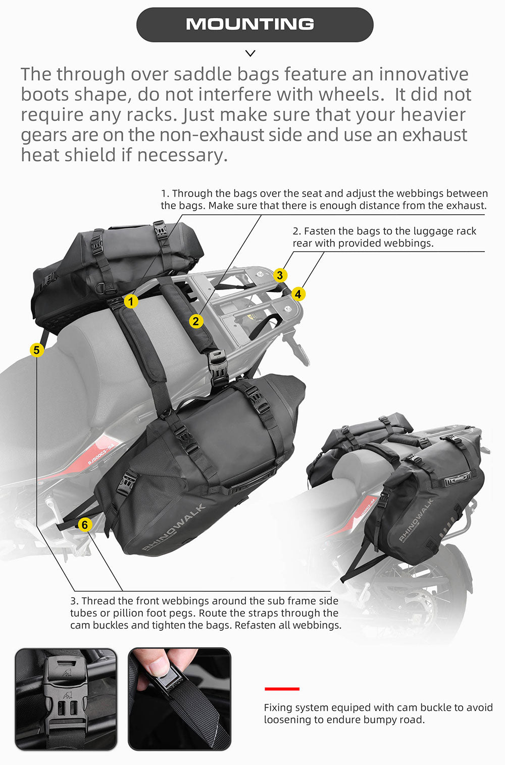 Alforjas Laterales Impermeables para Moto 18/28/48L - Par/Sin Portaequipajes