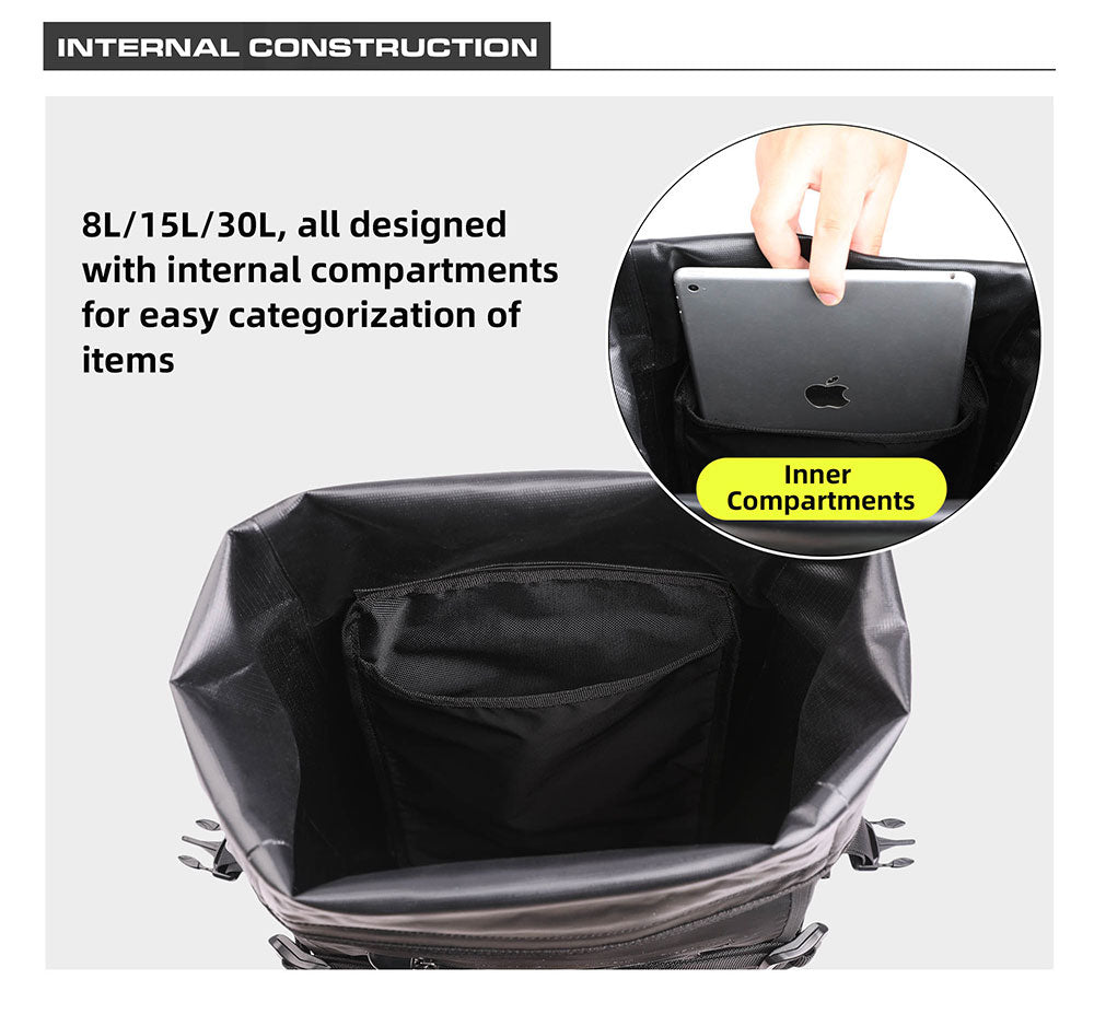 Juego de Bolsos Impermeables Modulares para Moto 8L/15L/30L