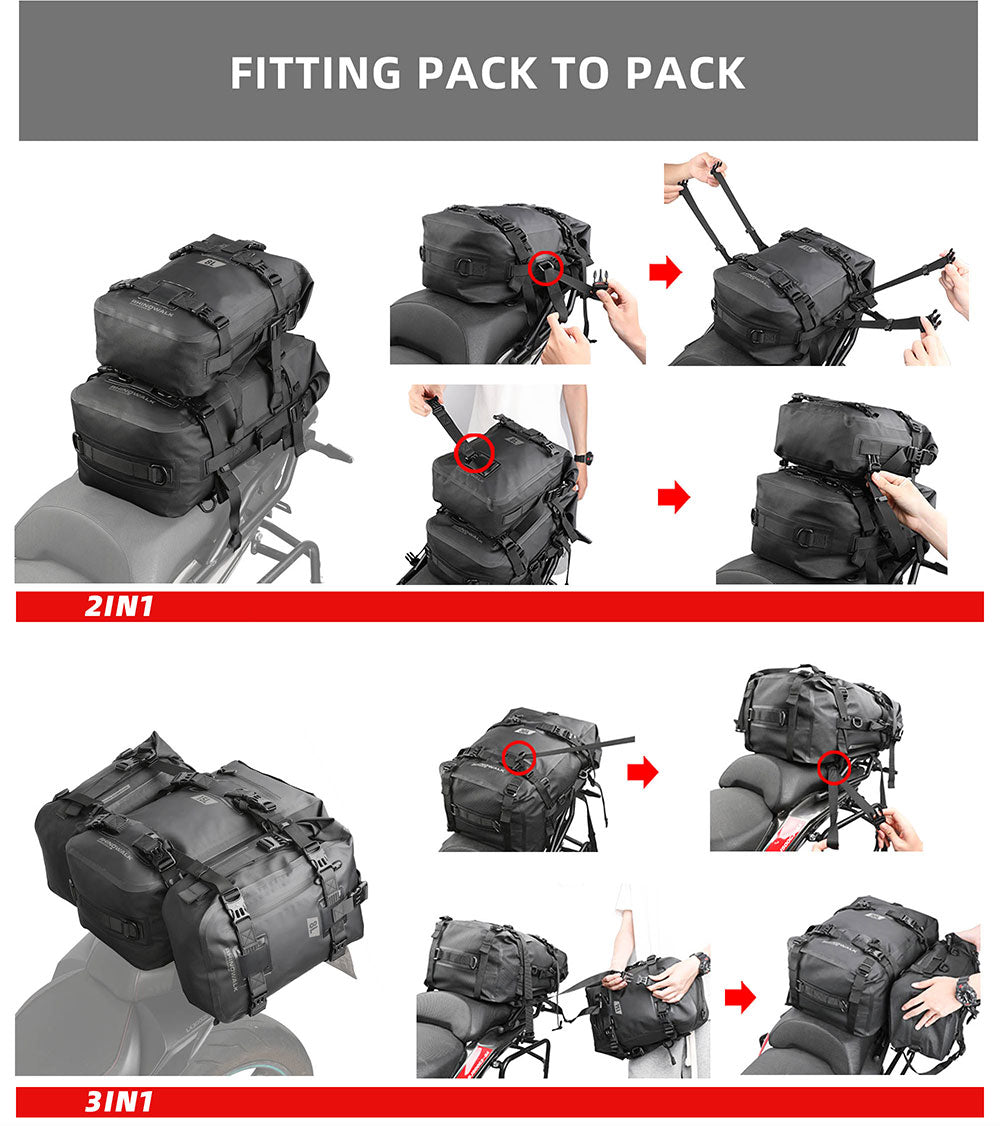 Juego de Bolsos Impermeables Modulares para Moto 8L/15L/30L