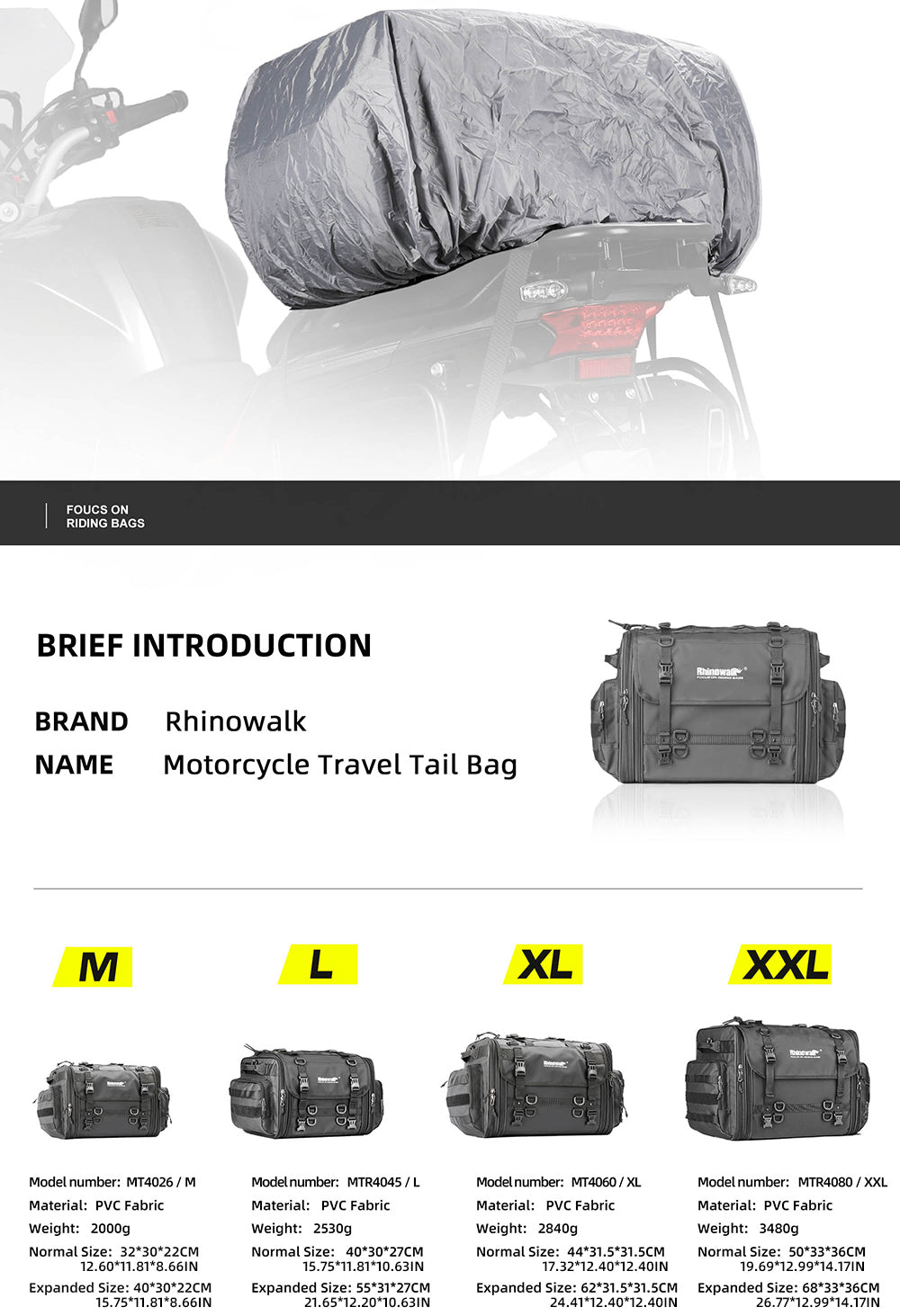 Bolso de Cola para Moto de Gran Capacidad