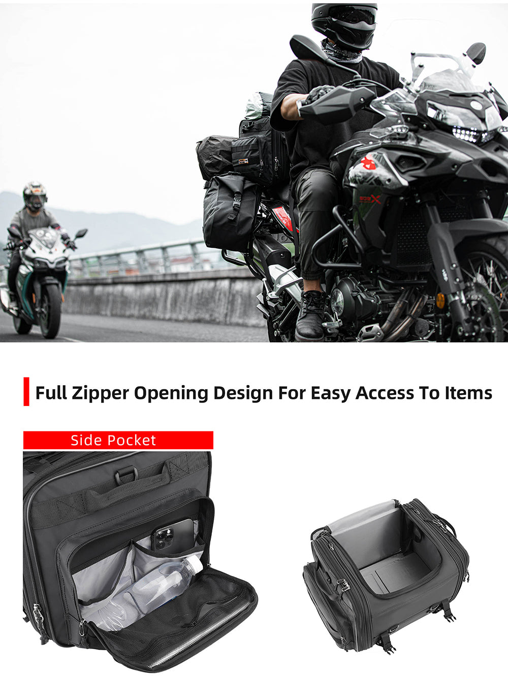Bolso de Cola para Moto de Gran Capacidad