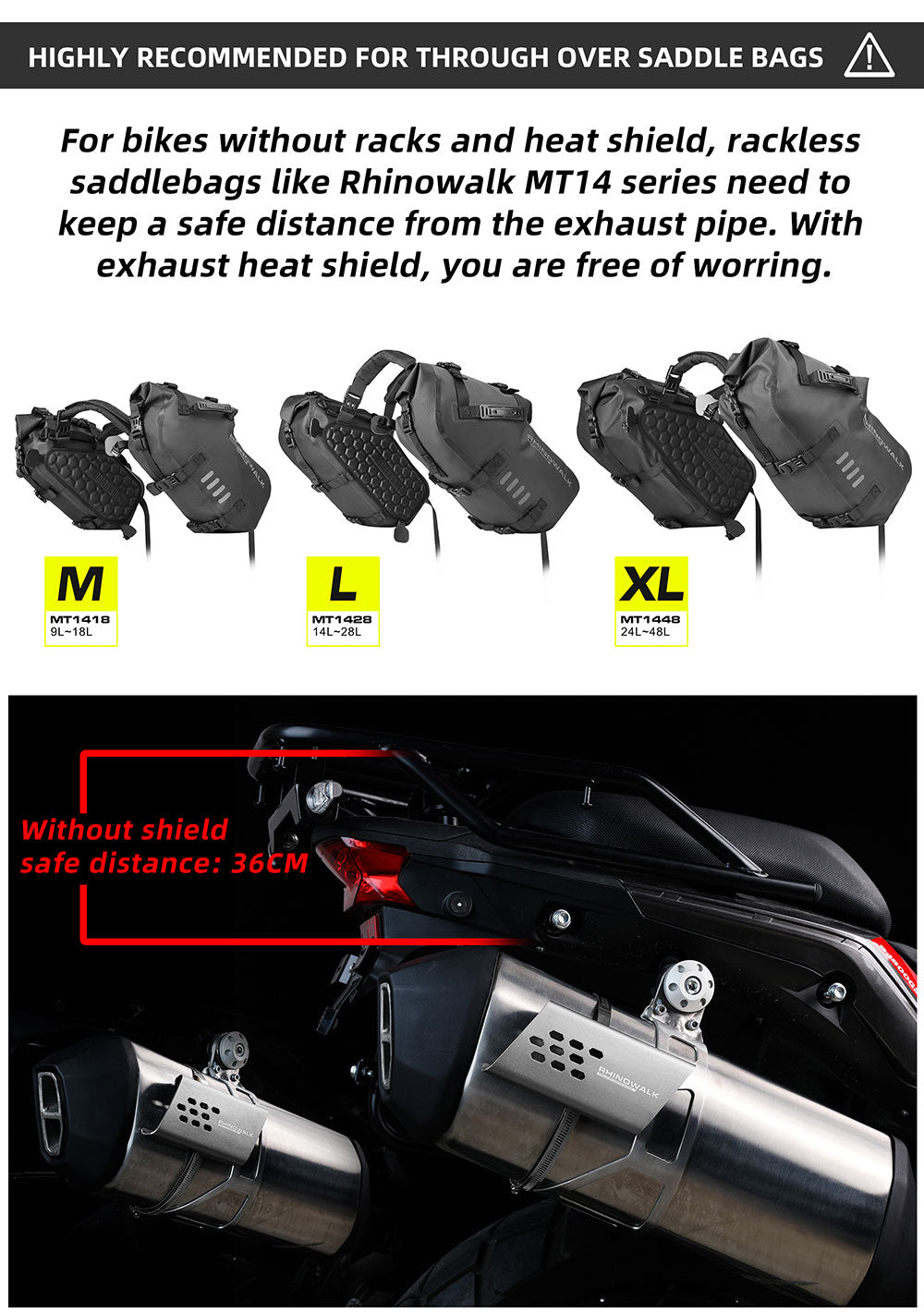 Alforjas Laterales Impermeables para Moto 18/28/48L - Par/Sin Portaequipajes